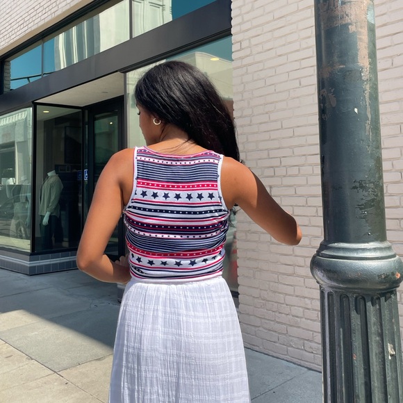 Y2k faded glory star striped print tank top sz m - Picture 5 of 5